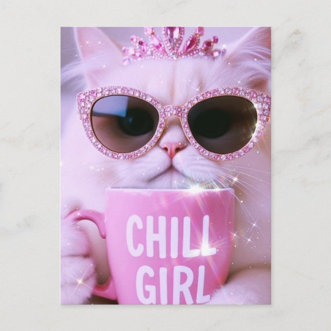 Carte Postale Chat avec lunettes de soleil (Devant)