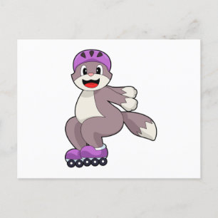 Carte Postale Chat avec roulettes