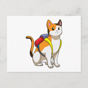 Carte Postale Chat avec Sacoche