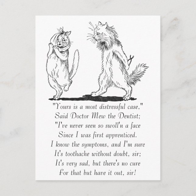 Carte Postale Chat avec Toothache Visite Dentiste (Devant)