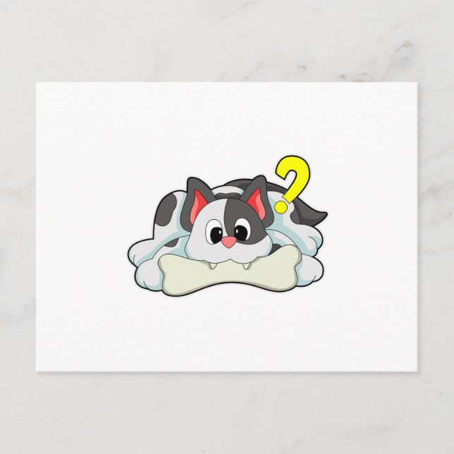 Carte Postale Chat avec un os (Devant)