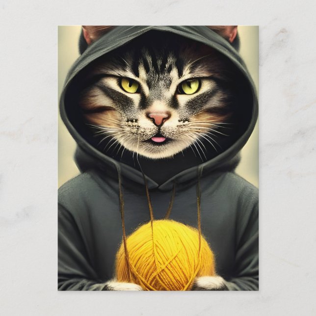 Carte Postale Chat Avec Une Boule De Fer (Devant)