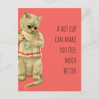 Carte Postale Chat Avec Une Coupe Chaude Peut Vous Rendre Meille
