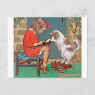 Carte Postale Chat avec une fille, Jessie Willcox Smith