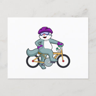 Carte Postale Chat avec vélo