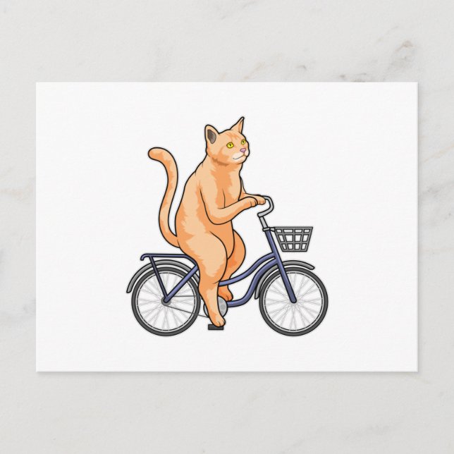 Carte Postale Chat avec vélo (Devant)