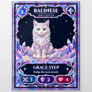 Carte Postale Chat Balinais, Art en feuille de couleur arc-en-ci