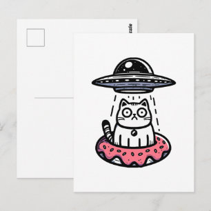 Carte Postale Chat beignet OVNI