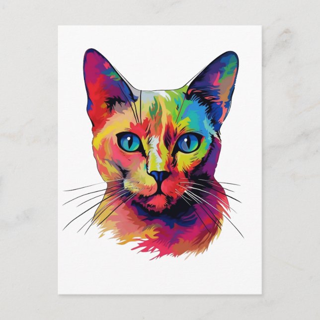 Carte Postale Chat birman coloré (Devant)