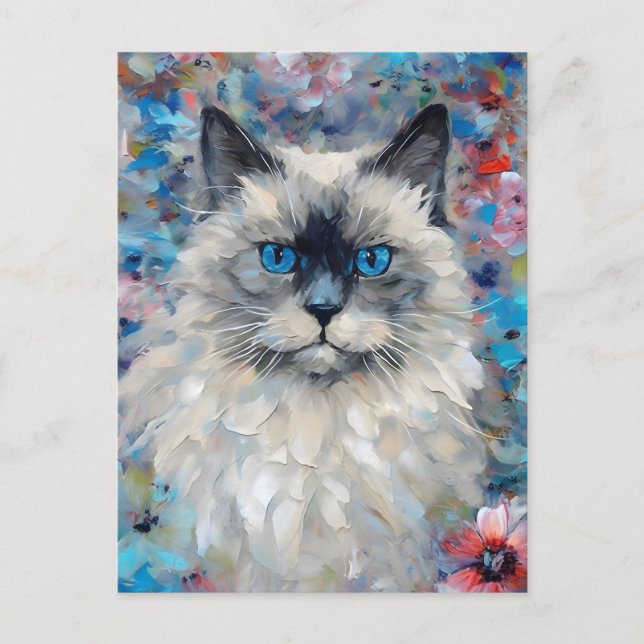 Carte Postale Chat Birman coloré (Devant)
