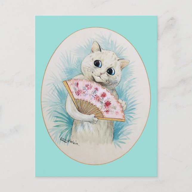 Carte Postale Chat blanc avec ventilateur, Louis Wain (Devant)