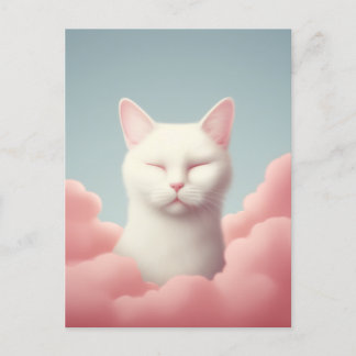 Carte Postale Chat Blanc Dormant Dans Les Nuages
