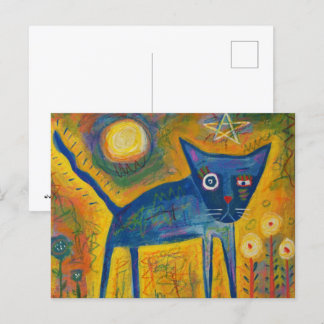 Carte Postale Chat bleu