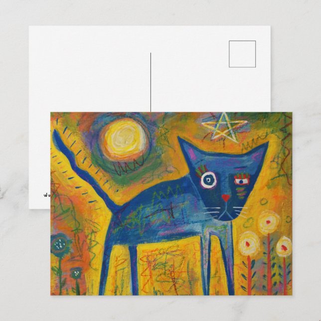 Carte Postale Chat bleu (Devant / Derrière)