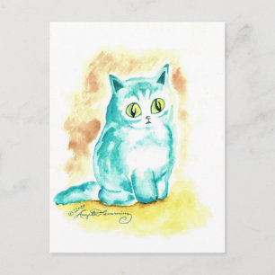 Carte Postale Chat bleu gros mignon drôle