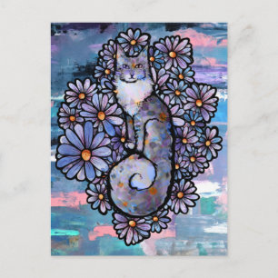 Carte Postale Chat calico dilué Maine Coon Violet