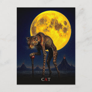 Carte Postale Chat Canne gothique Surréaliste