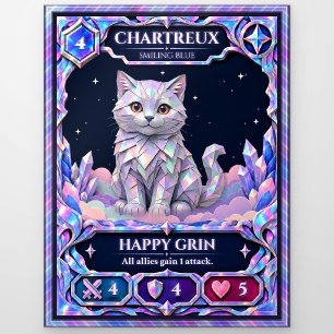 Carte Postale Chat Chartreux, Art en feuille de couleur arc-en-c