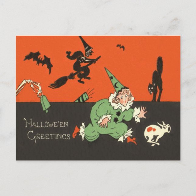 Carte Postale Chat Chat Noir Chat Chien Clown Chat Squelette (Devant)