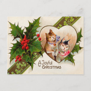 Carte Postale Chat Chaton Cœur Trèfle Holly