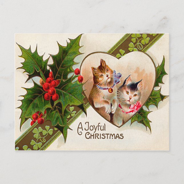 Carte Postale Chat Chaton Cœur Trèfle Holly (Devant)
