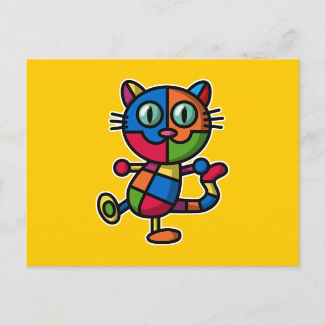 Carte Postale chat coloré (Devant)