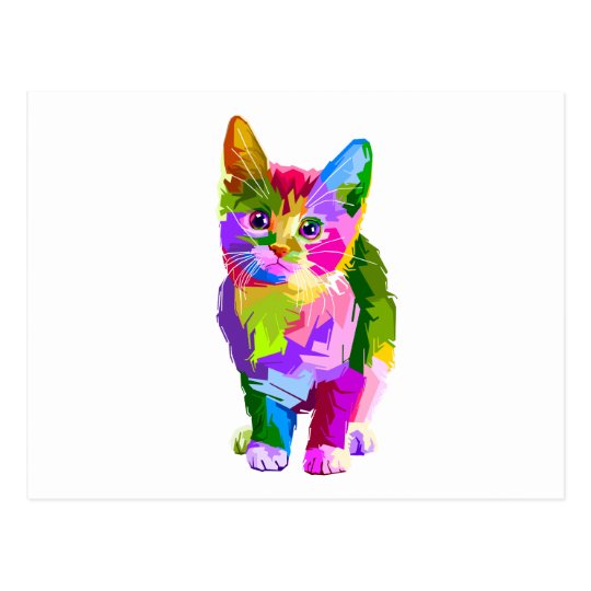 Carte Postale Chat Colore Chat D Art Amoureux Des Chats Zazzle Fr