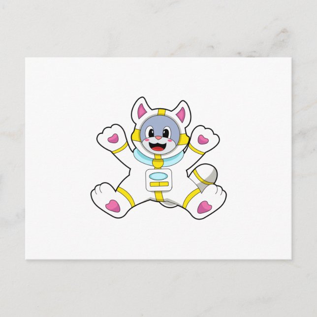 Carte Postale Chat comme astronaute en costume (Devant)
