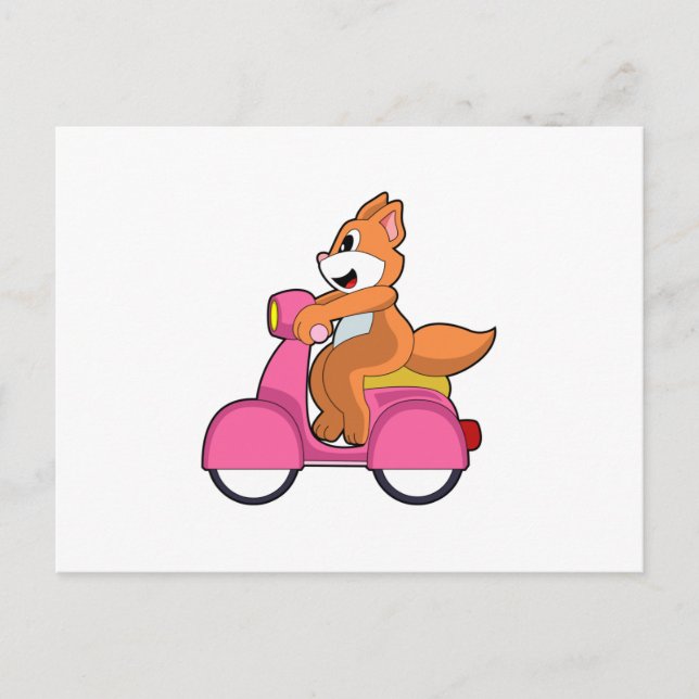 Carte Postale Chat comme Biker avec Scooter.PNG (Devant)