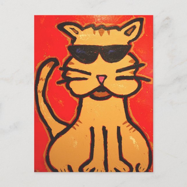 Carte postale Chat cool (Devant)