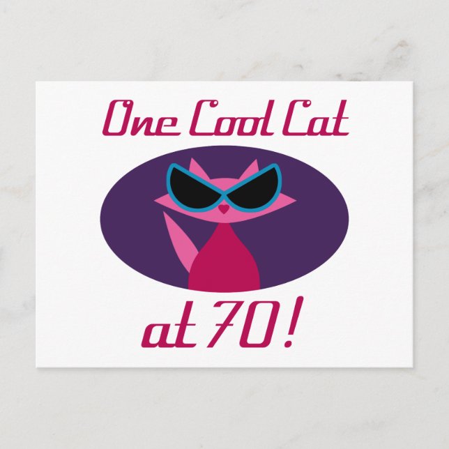 Carte Postale Chat Cool 70e Anniversaire (Devant)