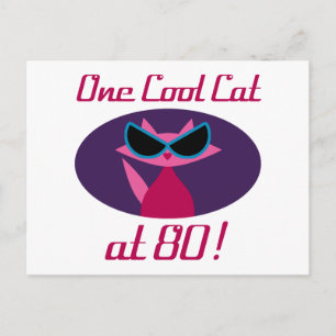 Carte Postale Chat cool 80e anniversaire