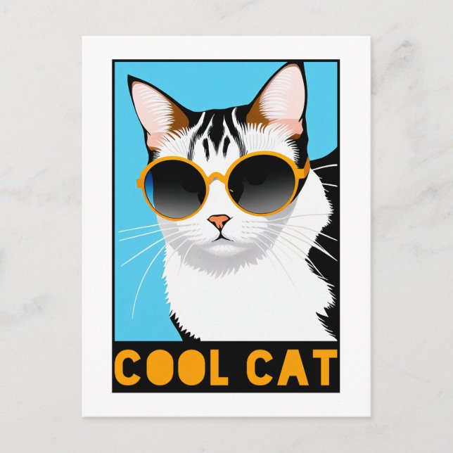 Carte Postale Chat Cool amusant (Devant)