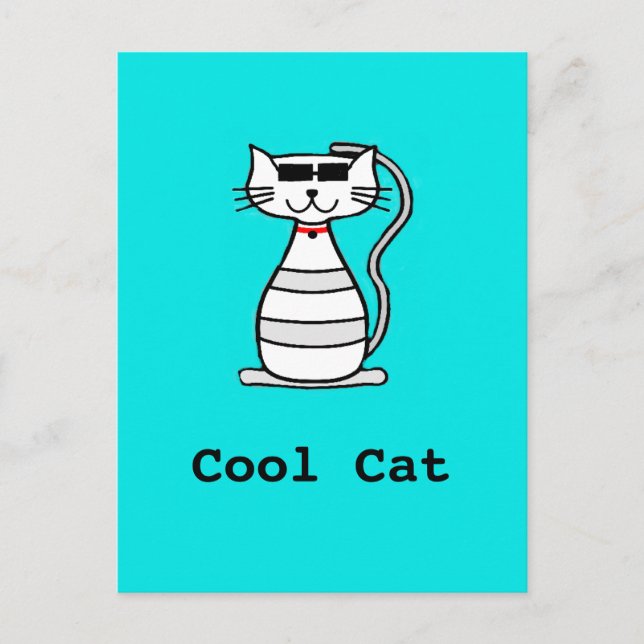Carte Postale Chat cool avec lunettes de soleil (Devant)
