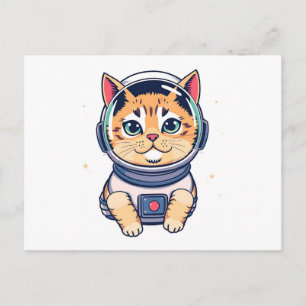 Carte Postale Chat Cosmique Amusant et Enjoué