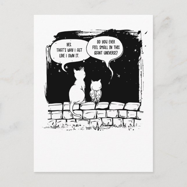 Carte Postale Chat Cosmique Perspective Art de Chat Drôle (Devant)