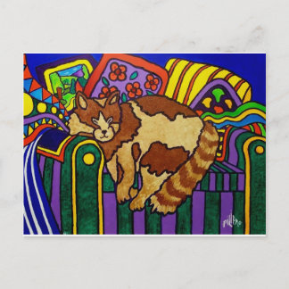 Carte Postale Chat couché par Piliero