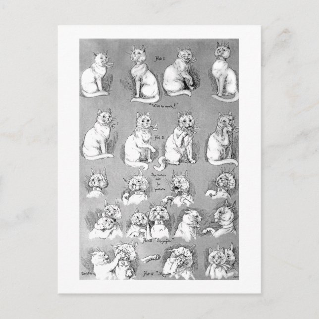 Carte Postale Chat, Courtoisie & Mariage, Mariée, Louis Wain (Devant)