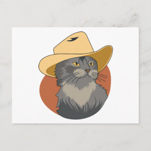 Carte Postale Chat Cowboy