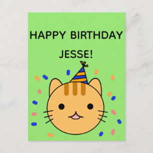 Carte Postale Chat d'anniversaire   Orange Chat Bonne Salutation