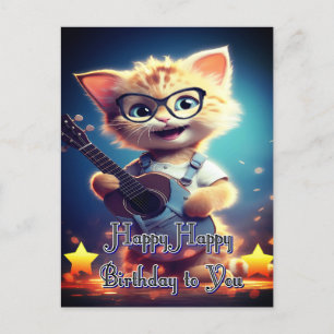 Carte Postale Chat d'anniversaire très heureux