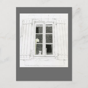 Carte postale Chat dans la fenêtre