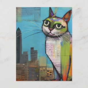 Carte Postale Chat dans la ville Collage