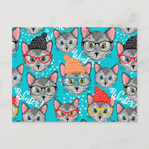 Carte Postale Chat dans le casquette