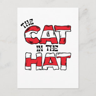 Carte Postale Chat dans le Casquette   Texte en bande rouge et b