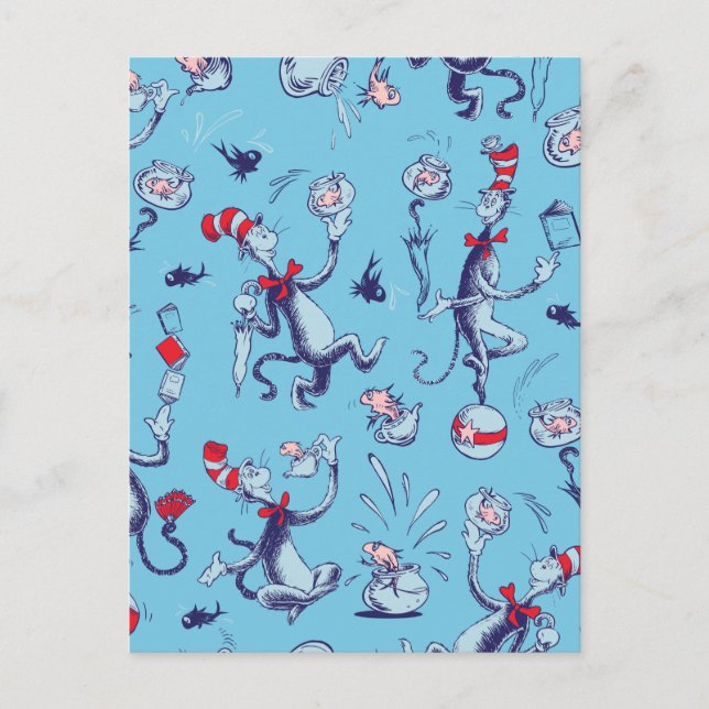 Carte Postale Chat dans le Chapeau | Motif Bleu (Devant)