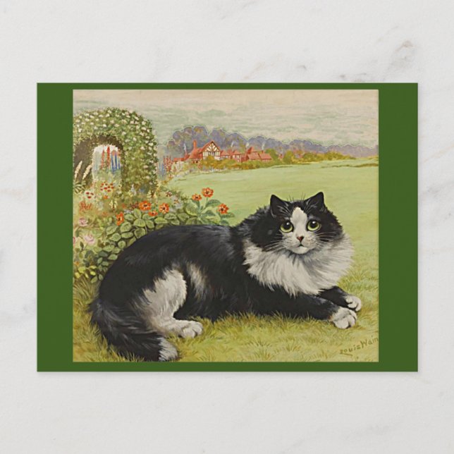 Carte Postale Chat dans le jardin par Louis Wain (Devant)