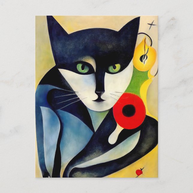 Carte Postale Chat dans le style de l'art moderne classique. (Devant)