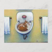 Chat dans l'évier peindre amusant joyeux art lunat