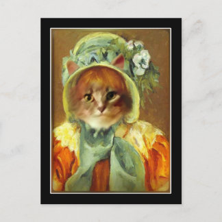 Carte Postale Chat dans un Bonnet